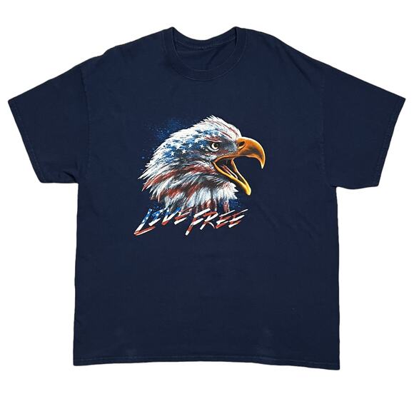 Navy Live Free Eagle Patriotic T-Shirt - Picture 3 of 6